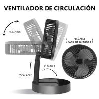 EasySpeed Ventilador Portátil Telescópico Plegable, Miniventilador Sobremesa, Soporte para Teléfono Móvil, Bateria Recargable, 3 Velocidades, Silencioso y Muy Ligero para Viajes, Camping, Acampada, Interior, Exterior, Ideal Verano - details 2