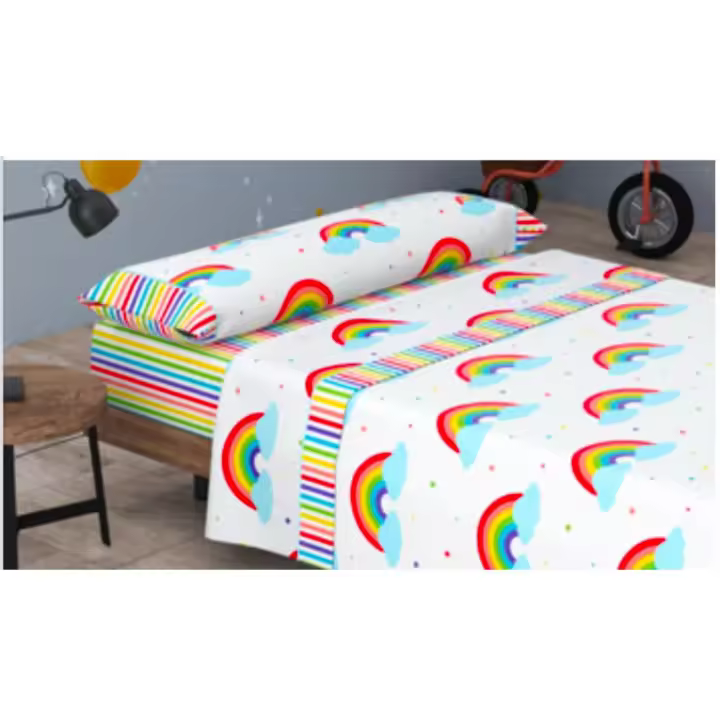 Juego de Sábana Algodón 50% Niño y Niña. Cama de 90, 105cm 3 piezas, Bajera, Encimera, Funda de Almohada - 1