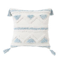 Funda De Cojín Rectangular Azul Con Patrón Geométrico Y Lazos Para Decoración Del Sofá Y La Habitación 100% Poliéster Lavable - details 8
