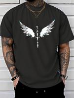 Camiseta De Verano Para Hombre Con Impresión De Alas Ligera Y Transpirable Estilo Casual Cuello Redondo Manga Corta Ropa Exterior 2024 - details 1