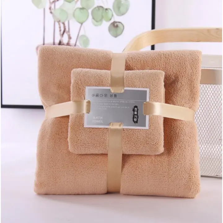Juego De 2 Toallas De Baño Super Suaves Y Altamente Absorbentes De Velocidad De Secado Rápido Coral Velvet Para Adultos Uso En Hotel Y Spa - 1