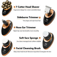 Nueva Peluca Eléctrica Para Hombres 7D Independientemente 7 Cuchillas Cabeza Flotante Recargable Impermeable Con Multifuncional Trimmer Para Hombres - details 2
