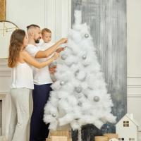 Árbol de Navidad Artificial Verde o Blanco, Alturas de 60 cm, 90 cm, 120 cm, 150 cm, 180 cm, 210 cm y 240 cm, Ramas Abatibles y Desmontables, Soporte Metálico Plegable, Fácil Montaje y Resistente al Fuego, Ideal para Decoración Navideña - details 8