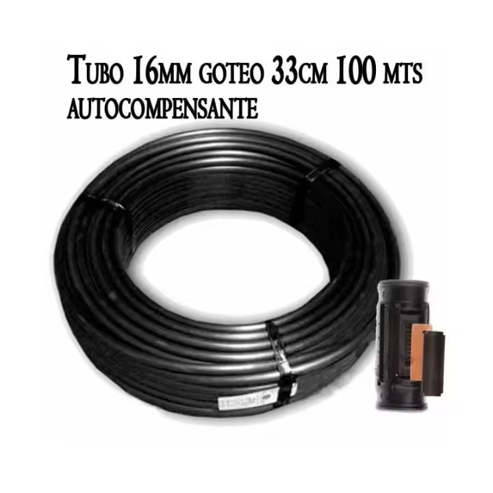Suinga Tubo Autocompensante Agrícola 16mm con Goteros Cada 33cm, Bobina Negra 100m Marca - 1