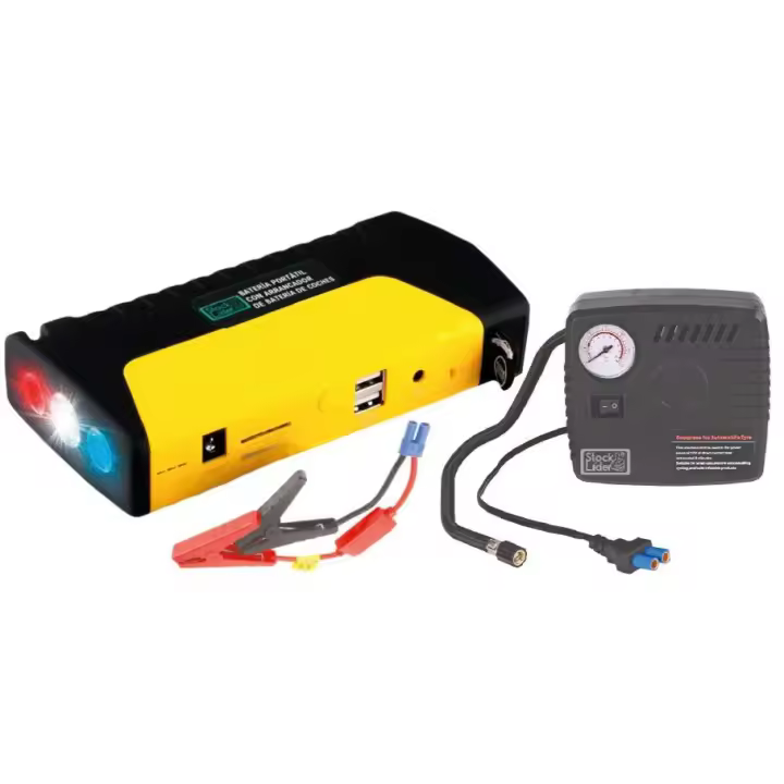 Arrancador para coches con compresor de aire, Batería: 12000 mAh Corriente máxima: 600A, Stock Líder - 1