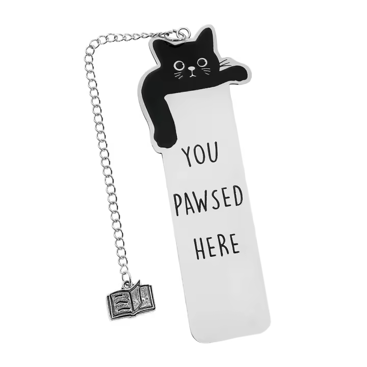 Marcapáginas De Acero Inoxidable Con Diseño Creativo De Gato Y Texto Colorido Regalo Perfecto Para Amantes Del Lectura - 1