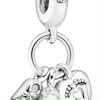 Charm colgante de biberón y zapatos de Pandora - Momentos compatibles - Joyería para mujer - Fabricado en plata de ley，Incluye Caja Original - 1
