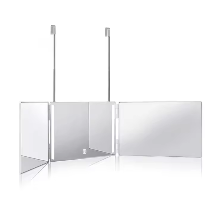 Espejo De Maquillaje Plegable Con Luz LED 360 Grados Para Hombres Espejo De Peluquería Auto Corte Tridimensional Ajustable - 1