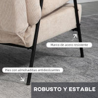HOMCOM Sillón Relax con Reposapiés Sillón Reclinable con Respaldo Ajustable Tapizado en Pana Marco de Acero y Cojines para Salón Dormitorio 68x91,5x88 cm - details 6