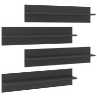 vidaXL Estante de pared 4 uds contrachapado 80x11,5x18 cm Gris, gris brillante, Mueble Almacenaje Estantería para Oficina, Estudio, Dormitorio Estantería/Librería/ mueble de Almacenamiento - details 0