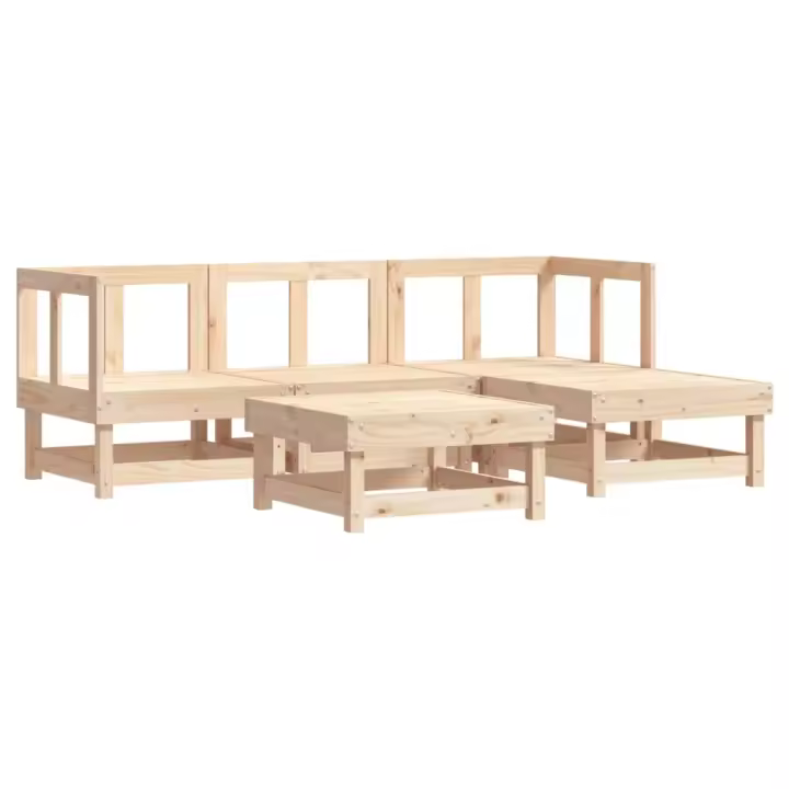 vidaXL Juego de sofás de jardín 5 piezas madera maciza de pino - 1