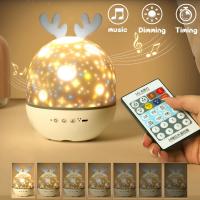 Lámpara De Noche LED Con Proyector De Estrellas Y Altavoz BT Rotativo Para Habitación De Niños Luz De Mesa Para Bebé Con Forma De DIY Incluye Bombillas - details 5