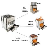 Mini Horno De Camping De Madera Cuadrada Para Exteriores BBQ Grill Plegable Para Sobrevivencia En La Naturaleza Y Picnics Ajustable Y Fácil De Limpiar - details 4