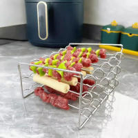 Soporte De Brochetas Para Air Fryer Vertical De Acero Inoxidable Accesorios Para Grillas Herramientas De Cocina Multi-pin - details 7