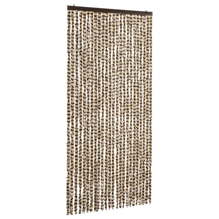 vidaXL Cortina antimoscas chenilla 100x220 cm Color dark brown and beige,  azul/blanco/plateado,  Beige y marrón y mas - 1