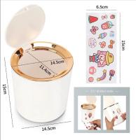 Cubo de basura de mesa con tapa, mini cubo de basura de 2,6 L, pequeño cubo de basura para escritorio, baño, cambiador, cocina - details 5