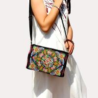 Bolso Bandolera De Nylon Para Mujer Con Bordados De Flores Capacidad Grande Estilo De Lujo Bolsos De Hombro Para Viajes - details 5