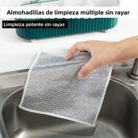 10/20pcs Paño De Limpieza Mágico Con Alambre De Plata Esponja Integrada Microfibra Gruesa Para Cocina Limpiador De Aseo - details 1