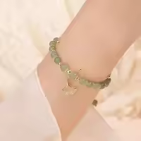 Pulsera De Doble Capa Con Pendiente De Hoja De Naranja Imitación De Jade Chino Estilo Para Mujer Joyería De Moda Accesorios - details 2