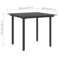 vidaXL Mesa de comedor de jardín acero y vidrio negro 80x80x74 cm - details 3
