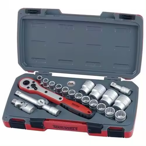 JUEGO DE LLAVES DE VASO BIHEXAGONAL 1/2" T1221 21 PIEZAS - 1