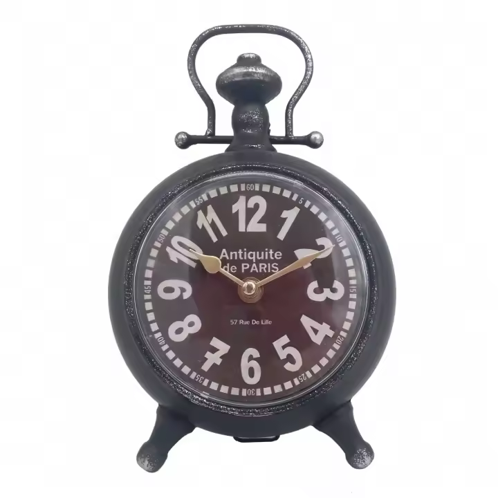 CAPRILO REGALOS & DECORACIÓN Reloj Decorativo de Mesa de Metal y Cristal "París". Adornos y Esculturas Reto. Regalos Originales. Decoración Hogar. 16,50 x 8,50 x 26 cm - 1
