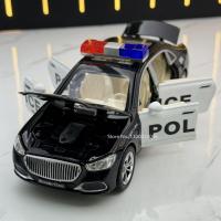 Modelo De Coche De Aleación 1/32 S680 Policial Con Luz Y Sonido Función Retroceso Pull Toy Para Niño Colección Regalos Metal Diecast Negro Blanco - details 10