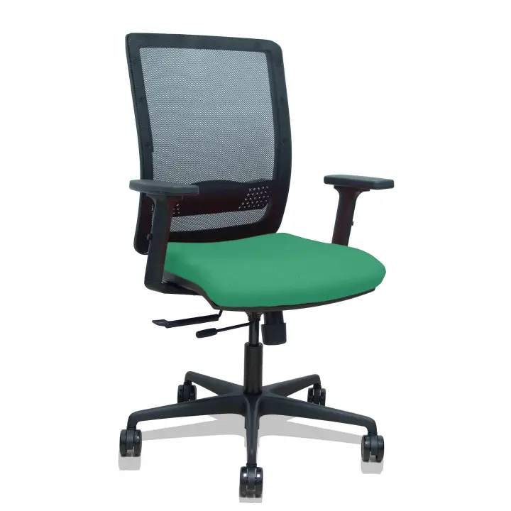 Silla Haches traslack malla negra asiento bali verde esmeralda brazos 2D ruedas 65mm - 1