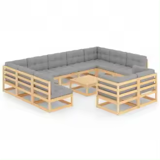 VIDAXL 3077269 juego de muebles modulares de 12 piezas para exterior de madera maciza de pino vida xl - 1
