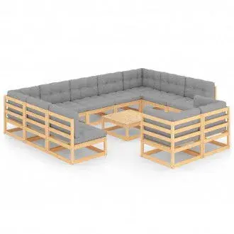 VIDAXL 3077269 juego de muebles modulares de 12 piezas para exterior de madera maciza de pino vida xl - 1