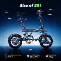 Bicicleta eléctrica MTB EB1 500w, bicicleta de montaña eléctrica 14" bicicleta eléctrica para adultos 25km/h, batería 36V 7.8Ah, modo ASSIST autonomía 30-40km - details 5