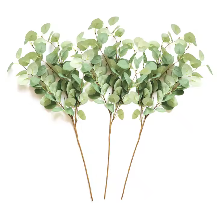 Rama Artificial De Eucalipto 60cm Hojas De Dólar Plateado Verdes Para Decoración De Casas Y Bodas Planta Falsa De Seda Sin Químicos Proveniente De Zhejiang China - 1