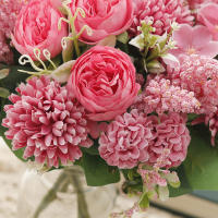 Bouquet De Flores Artificiales En Blanco Peonia Rosa Seda Para Boda Decoración De Hogar Jardín Navidad Otoño Flores Falsas Económicas - details 6