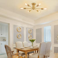 Lámpara De Techo De Hierro Nórdico Con 6 Luces Para Decoración De Piso Bajo Sala De Comedor Y Sala De Estar E27/E26 Soporte AC85-260V - details 3