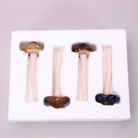 Juego De 4 Decoraciones De Jardín Coloridas En Cerámica Sombreros De Hongo Realistas No Desvanecientes Escultura De Toadstool - details 7