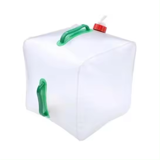 Contenedor de agua plegable de 20 l con grifo, transparente, portátil y plegable, ideal para oficina, camping, jugos y cócteles. - 1