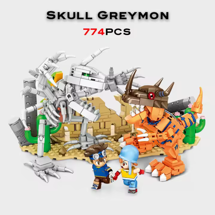 Bloques De Construcción Digimon Batalle Escena Skull War Greymon Metal Garurumon Modelo Juguetes Para Niños Y Adultos Regalos - 1