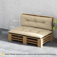 Outsunny Conjunto de 2 Cojines para Palets con Tela Resistente Impermeable Anti-UV Cojines Exterior para Jardín Terraza Interior Asiento 120x77 cm Respaldo 120x40 cm Beige - details 2