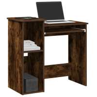 vidaXL Escritorio con estantes contrachapada hormigón 84x40x78 cm en color Gris hormigón/Madera antigua/Negro y más | estructura resistente ideal para salón dormitorio o estudio - details 7