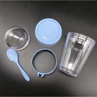 EYNEL 4 Pack On The Go Cereal Yogurt Cups with Lids and Spoon, Overnight Oats Container, Reusable Parfait Plastic Milk Pot Breakfast Crunch Granola Oatmeal Smoothie Snack Prep Jar (Turquoise - 4 Pack) - details 1