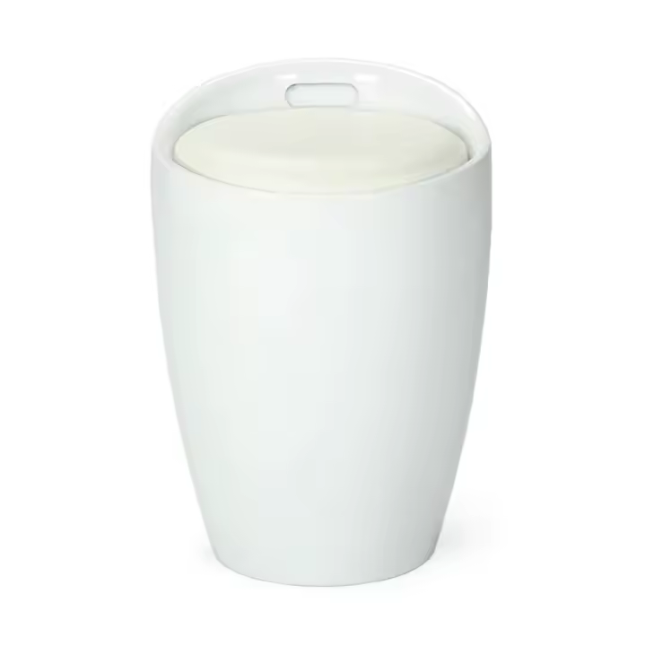 ORION91 Taburete Bajo HUNFREY ABS y Asiento Acolchado Cuero Sintético Alta Calidad (51x36 cm) Color Blanco Bar Hostelería Pub Restaurante Comedor Oficina Salón Teletrabajo Cocina - SpazioLuzio - 1