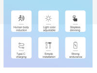 Lámpara De Noche LED Con Sensor De Movimiento Tipo-C USB En Tres Colores Para Armario De Cocina Dormitorio Iluminación Interior - details 1