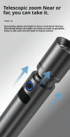 Lámpara De Mano Multifuncional Recargable USB Con Lente Zoom Telescópico Luz Blanca Laser De Alta Potencia Para Exteriores Resistente Al Agua Con Batería De Aluminio - details 8