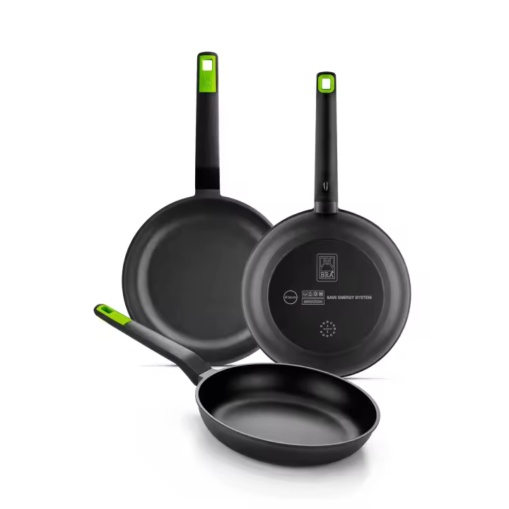 Juego Set de 3 sartenes BRA Gastro, aluminio fundido, antiadherente, aptas para todo tipo de cocinas, incluido inducción y vitrocerámica, aptas para lavavajillas, libre PFOA - 1