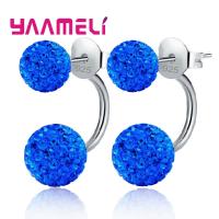 Pendientes De Estilo Disco Con Cristales CZ Austriacos En Plata De Ley 925 Para Mujer 11 Colores Disponibles Joyería De Tendencia - details 3