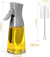 Botella dispensadora de aceite de vidrio de 180ml con cepillo, aceite de canola vinagre spray señor para cocina, accesorios recargables (gris) - details 3