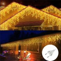 Luces De Navidad LED En Forma De Copo De Nieve Y Gota De Agua Para Jardín Y Exterior Con Enchufe EU Decoración De Fiesta En Casa Guirnalda De Luces De Ceniza - details 13