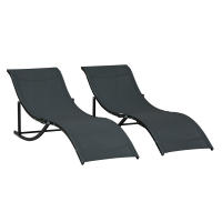 Outsunny 2 Tumbonas Plegables de Aluminio en Forma de S Ergonómica con Tela Texteline para Piscina Patio Jardín Terraza 165x61x63 cm - details 0