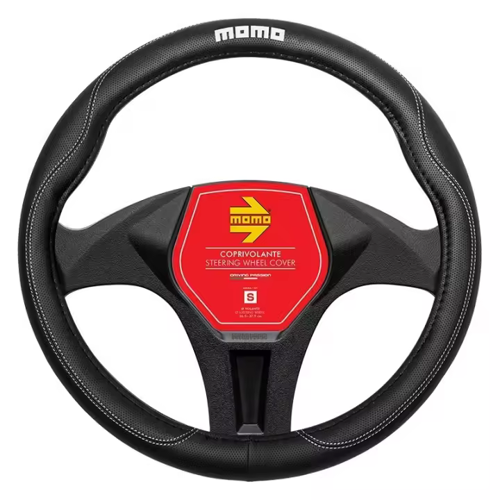 FUNDA VOLANTE MOMO COMFORT UNIVERSAL NEGRO Y GRIS 38-39CM - 1