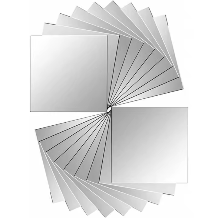 Juego de 18 piezas de azulejos de espejo, pegatinas de espejo de pared, pegatinas de espejo para decoración de pared, plata 15 x 15 cm - 1